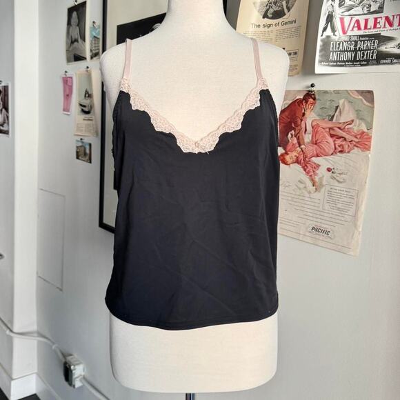 Stretchy black & cream lace trim camisole - Picture 1 of 3